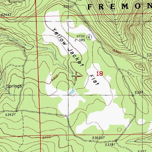 Topographic Map of Yellow Jacket Flat, OR