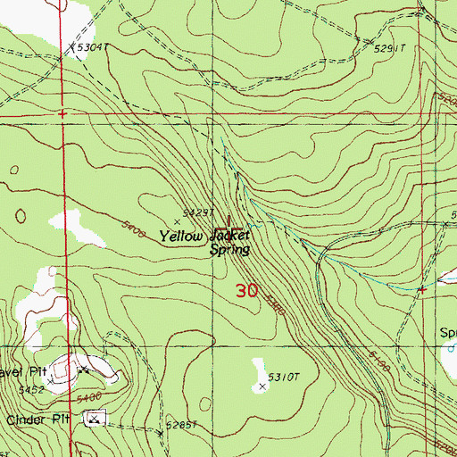 Topographic Map of Yellow Jacket Spring, OR