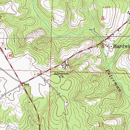 Topographic Map of Adoniram Baptist Church, AL