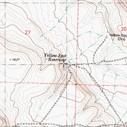 Topographic Map of Yellow Spot Reservoir, OR