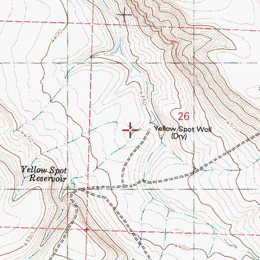 Topographic Map of Yellow Spot Well Dry, OR