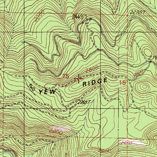 Topographic Map of Yew Ridge, OR