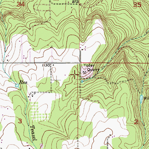 Topographic Map of Yoder Quarry, OR
