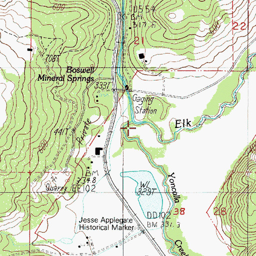 Topographic Map of Yoncalla Creek, OR