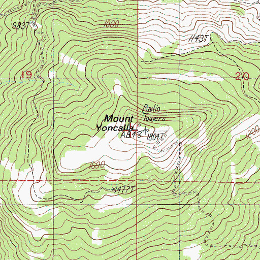 Topographic Map of Mount Yoncalla, OR