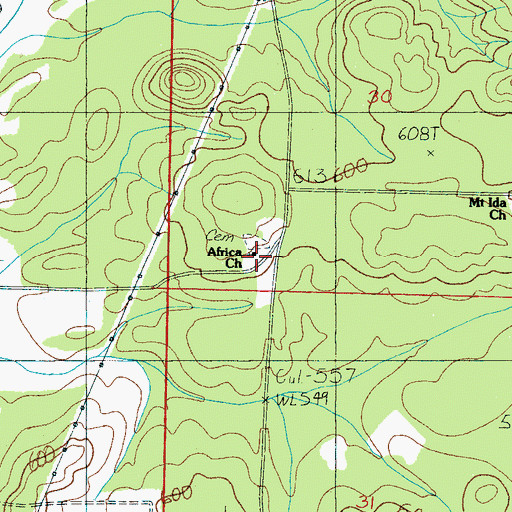 Topographic Map of Africa Church, AL