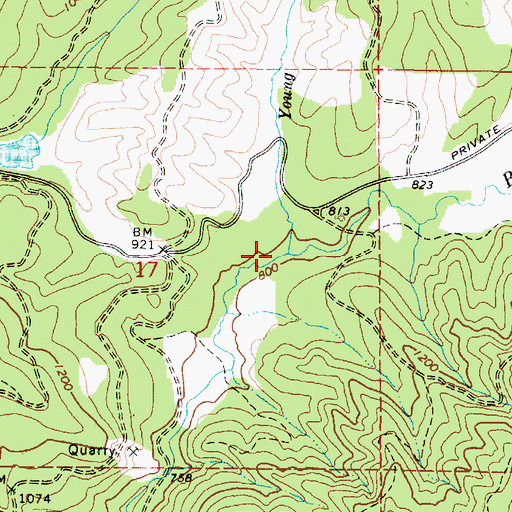 Topographic Map of Young Creek, OR