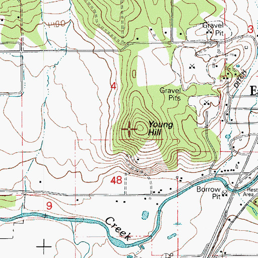 Topographic Map of Young Hill, OR