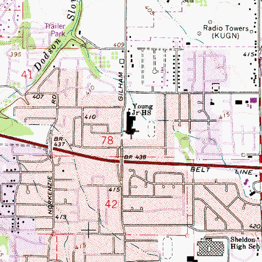 Topographic Map of Cal Young Middle School, OR