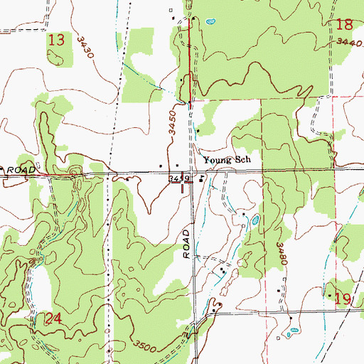 Topographic Map of Young School (historical), OR