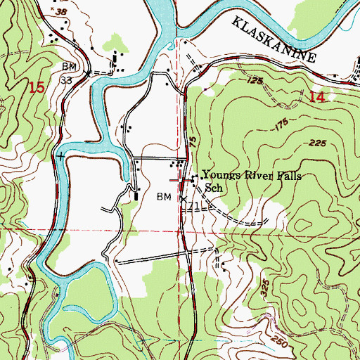 Topographic Map of Youngs River Falls School (historical), OR