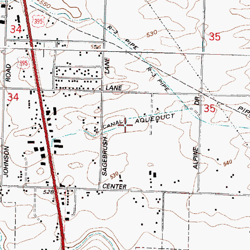 Topographic Map of Z Canal, OR