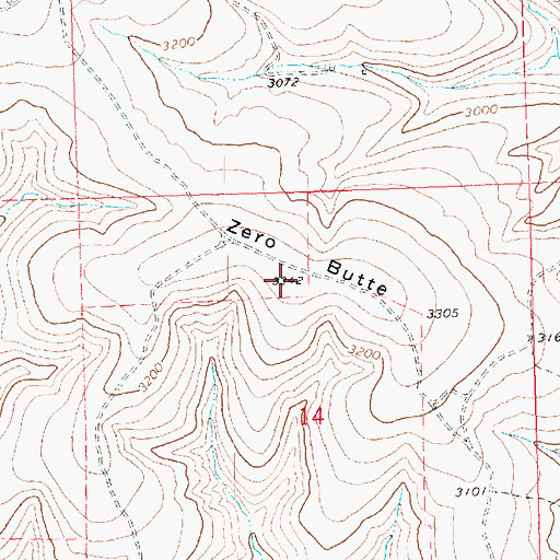 Topographic Map of Zero Butte, OR