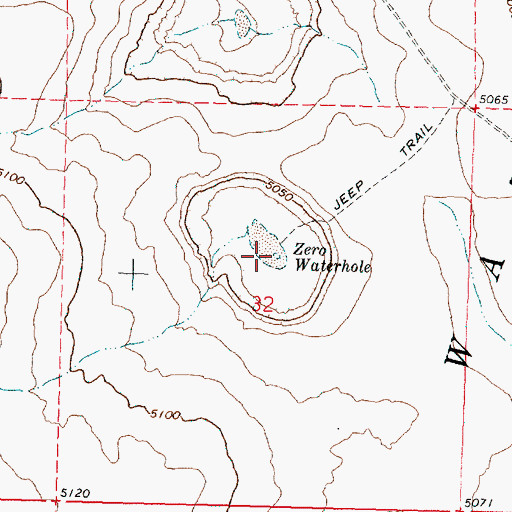 Topographic Map of Zero Waterhole, OR