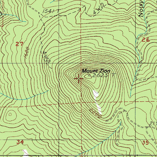 Topographic Map of Mount Zion, OR