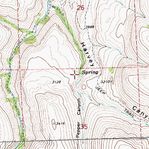 Topographic Map of East Frickey Spring, OR