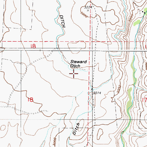 Topographic Map of Steward Ditch, OR