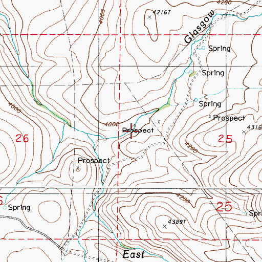 Topographic Map of Glascow Creek, OR