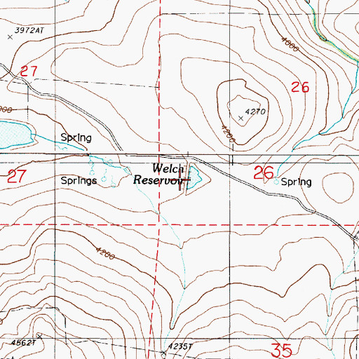 Topographic Map of Welch Reservoir, OR