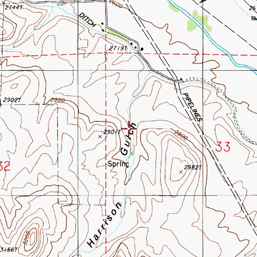 Topographic Map of Harrison Gulch, OR