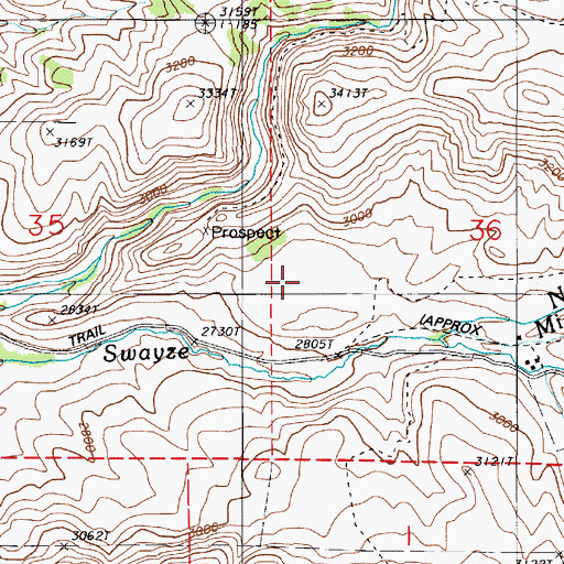 Topographic Map of Moore Reservoir (historical), OR
