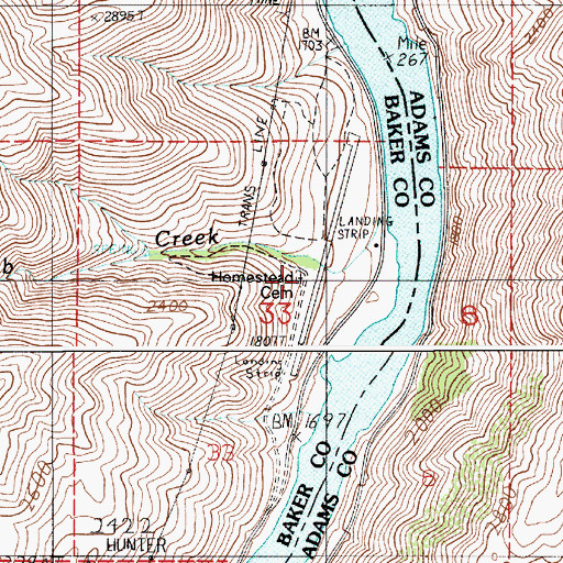 Topographic Map of Copperfield-Homestead Cemetery, OR