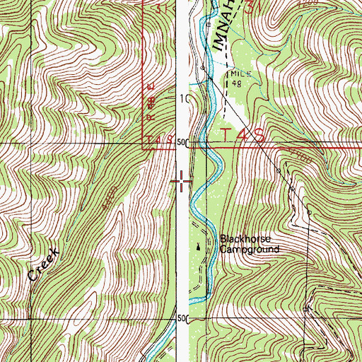 Topographic Map of Blackhorse Recreation Site, OR