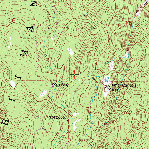 Topographic Map of Camp Carson (historical), OR