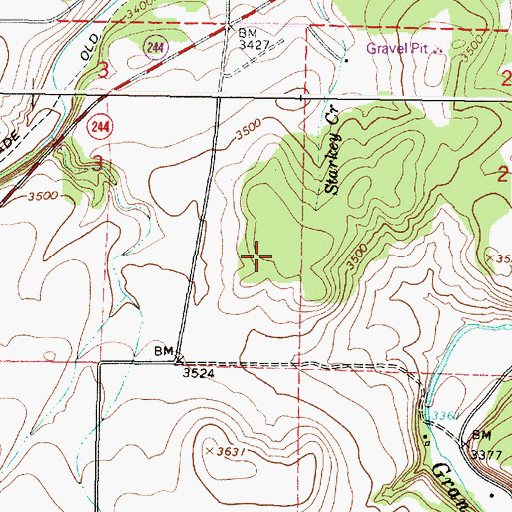 Topographic Map of Starkey Cemetery, OR