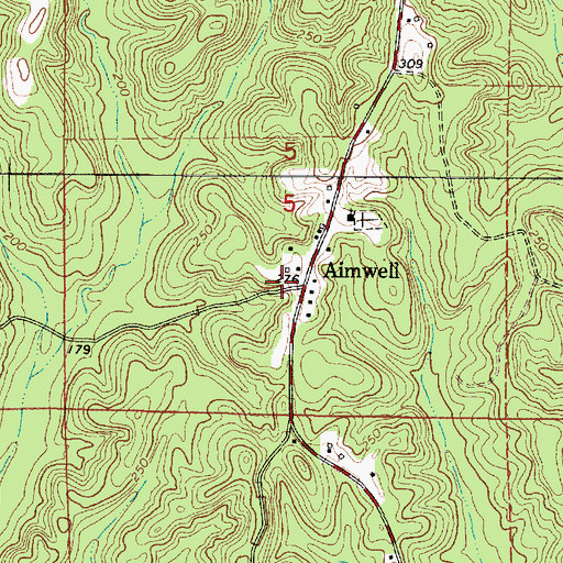 Topographic Map of Aimwell, AL