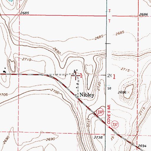 Topographic Map of Nibley (historical), OR