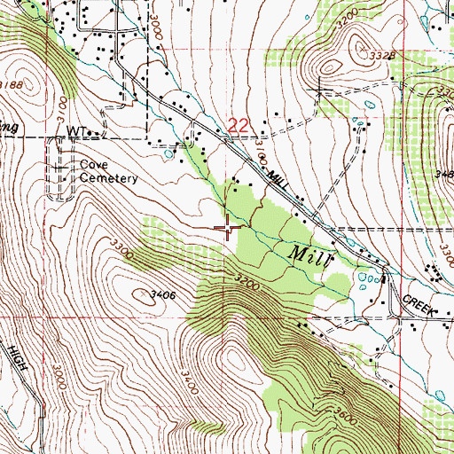 Topographic Map of Millard Branch, OR