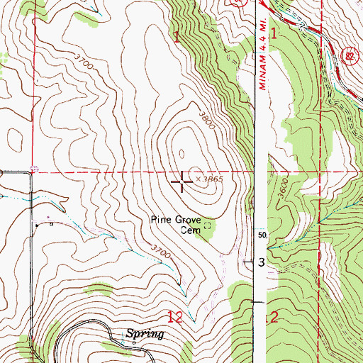 Topographic Map of Minam Hill, OR