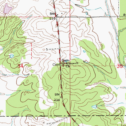 Topographic Map of Aimwell Baptist Church, AL