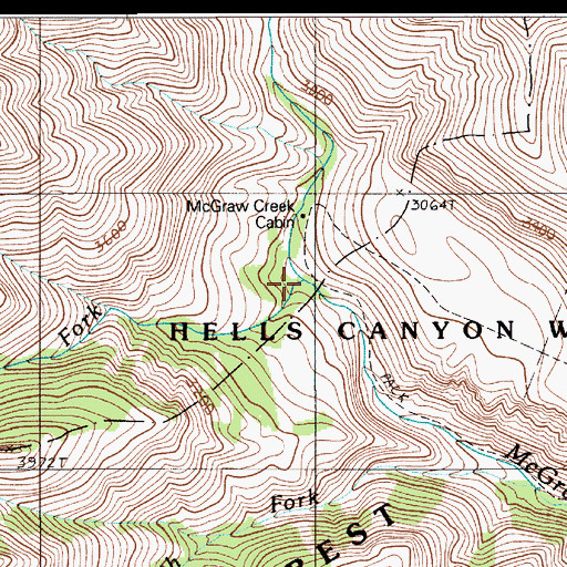 Topographic Map of West Fork McGraw Creek, OR