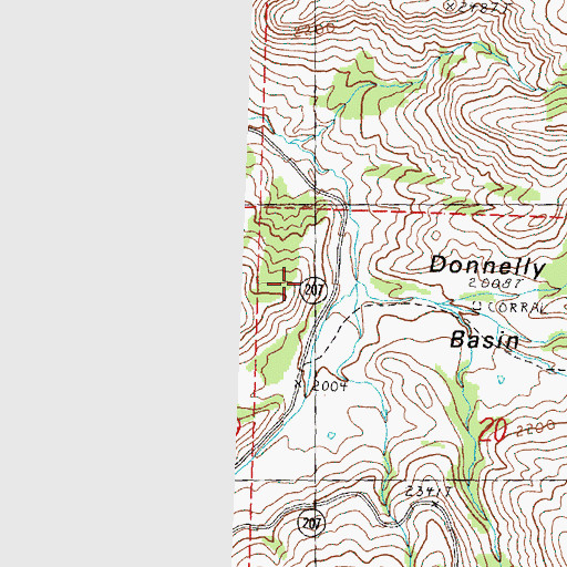 Topographic Map of Donnely Creek, OR