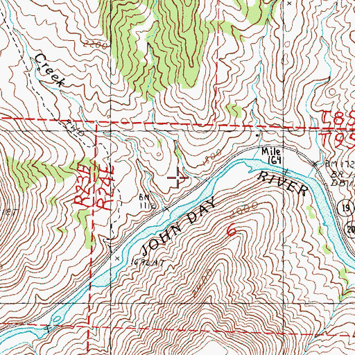Topographic Map of Grassy Dell Creek, OR