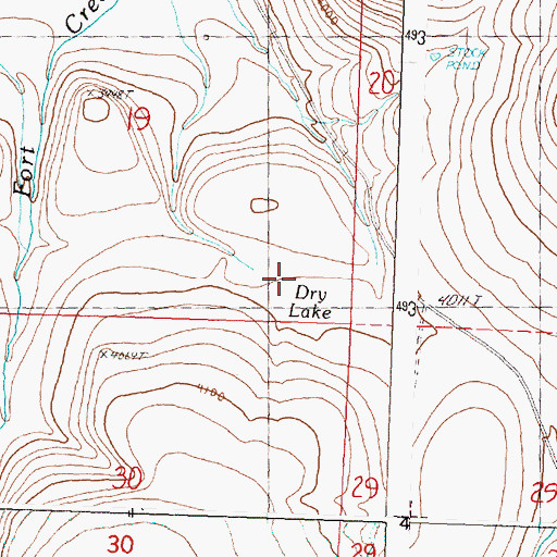 Topographic Map of Fort Creek Reservoir, OR