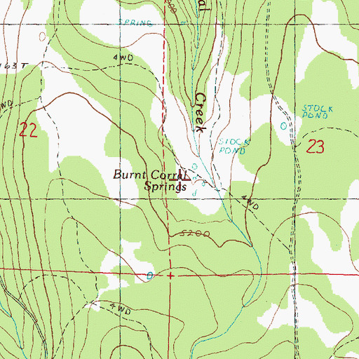 Topographic Map of Burnt Corral Springs, OR