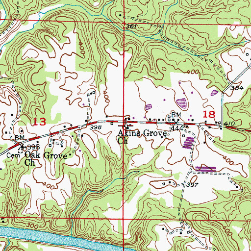 Topographic Map of Akins Grove Church, AL