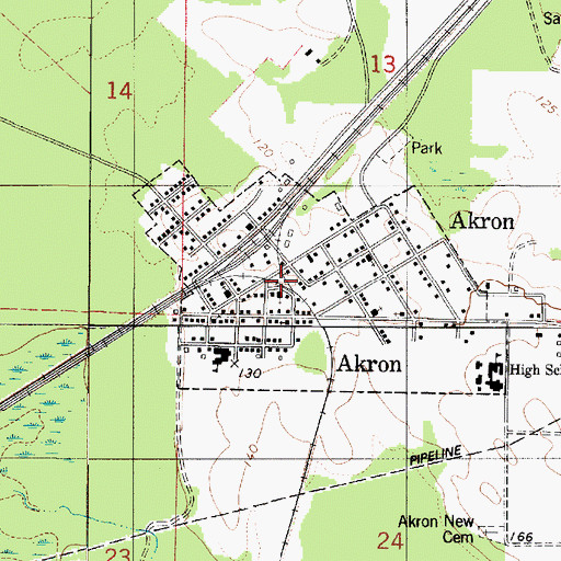 Topographic Map of Akron, AL