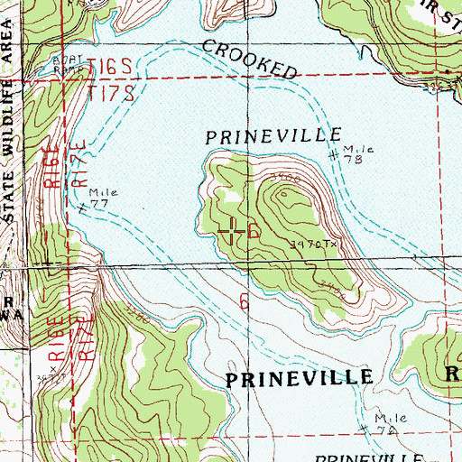 Topographic Map of Big Bend Island, OR