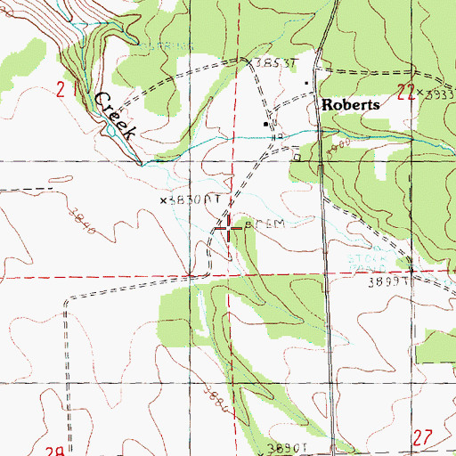 Topographic Map of Roberts Cemetery, OR
