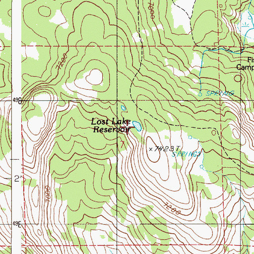 Topographic Map of Lost Lake Reservoir, OR