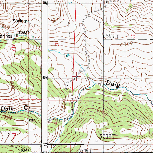Topographic Map of Brady Creek, OR