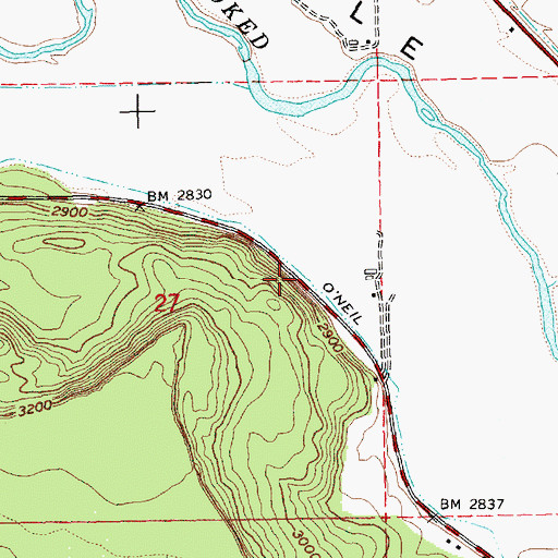 Topographic Map of Peoples Irrigation Company Ditch, OR
