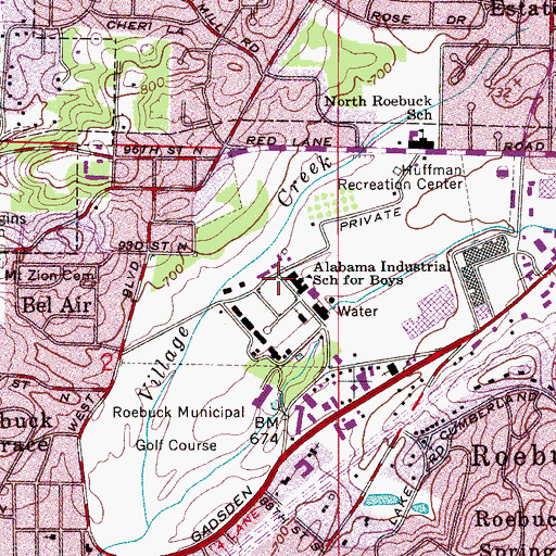 Topographic Map of Alabama Industrial School for Boys, AL