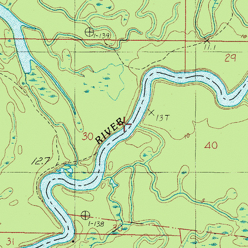 Topographic Map of Alabama River Cutoff, AL
