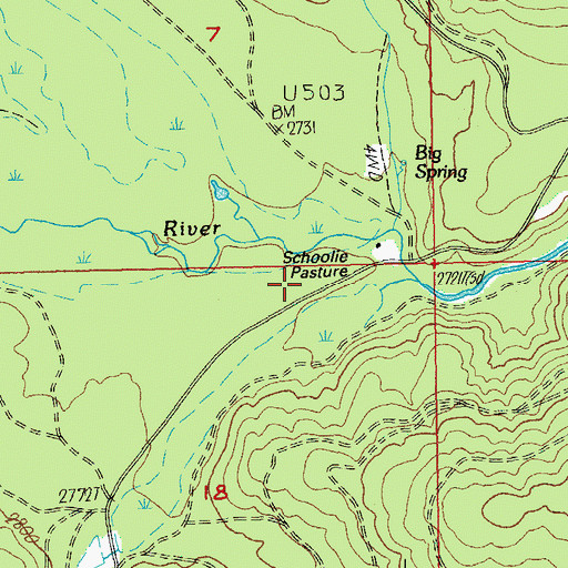 Topographic Map of Schoolie Pasture Ranger Station, OR