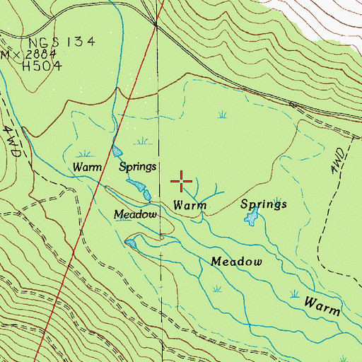 Topographic Map of Warm Springs, OR